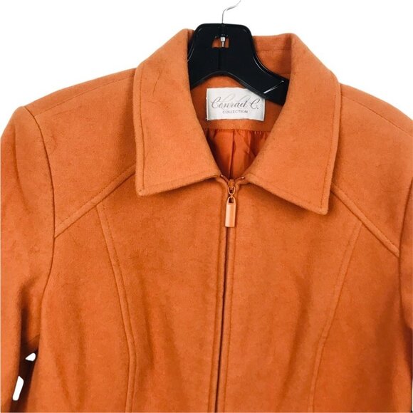 Minimalist Neutral Conrad C Camel Wool Zip Up Lined Jacket Women Size M - Picture 8 of 16